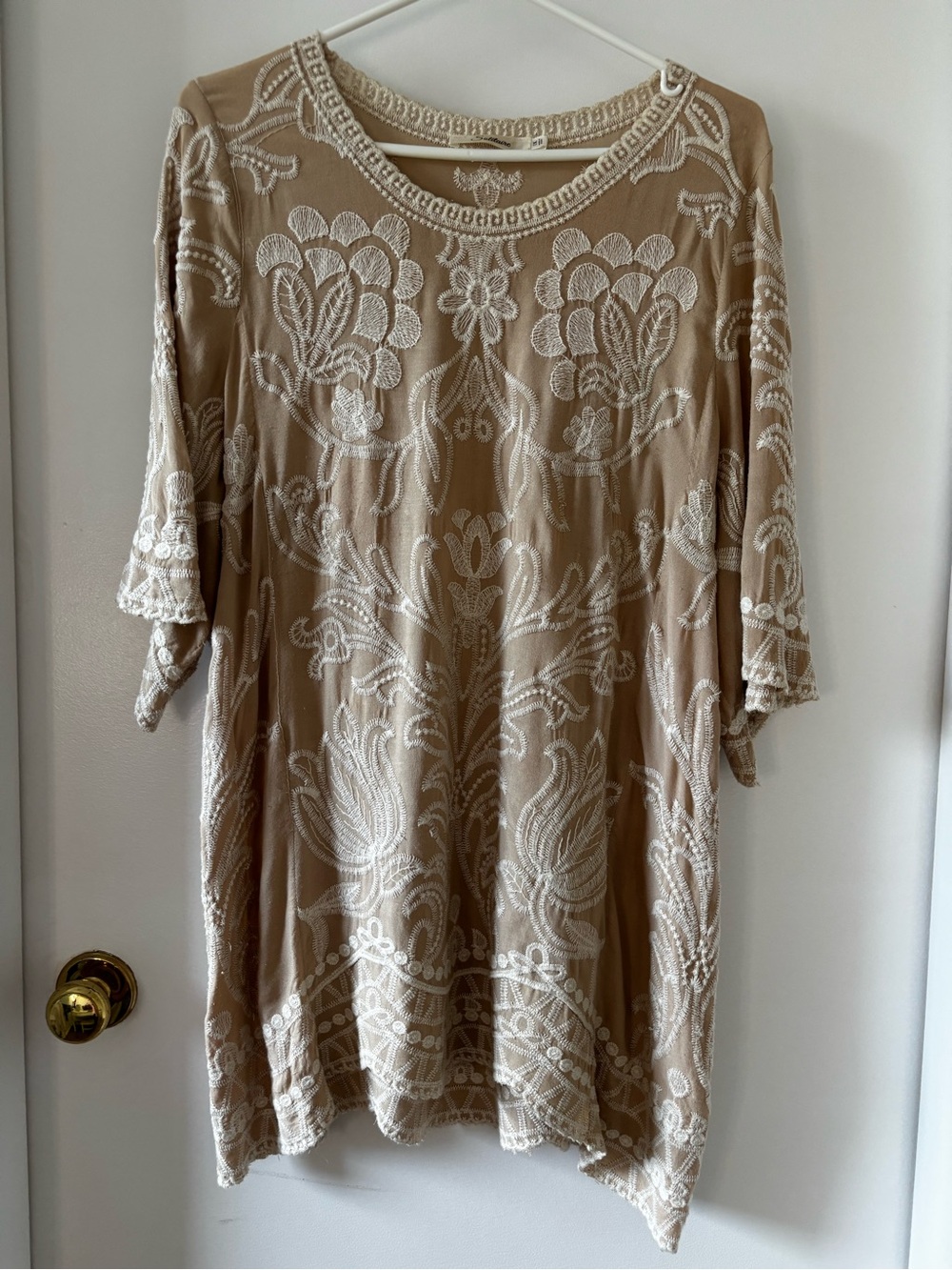 Solitaire Beige Tunic with Ivory Embroidered Motifs